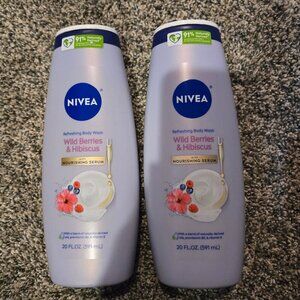 Lot of 2 New Nivea Wild Berries and Hibiscus Body Wash 20 fl.oz.